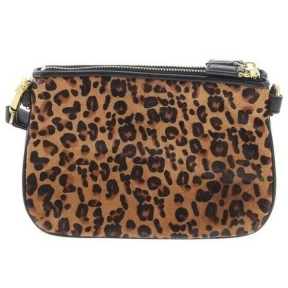 Fossil “Memoir”  Top Zip Calf Hair Cheetah Print Purse Bag Wristlet - Picture 3 of 15